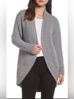 UGG Brand Gray Fremont Cardigan Sweater Super Soft Fluffy Knit Pockets Size M